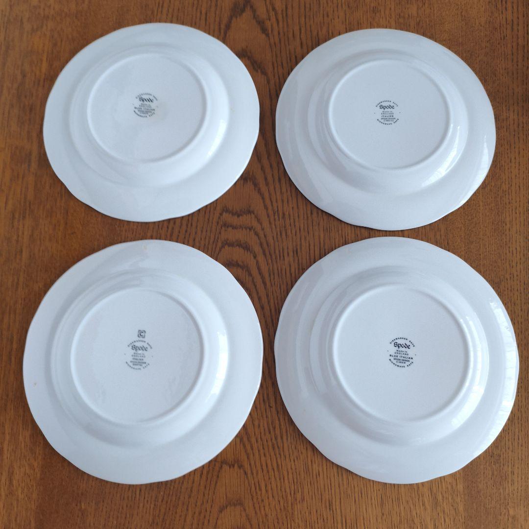 英国スポードブルーイタリアンプレート4枚セット