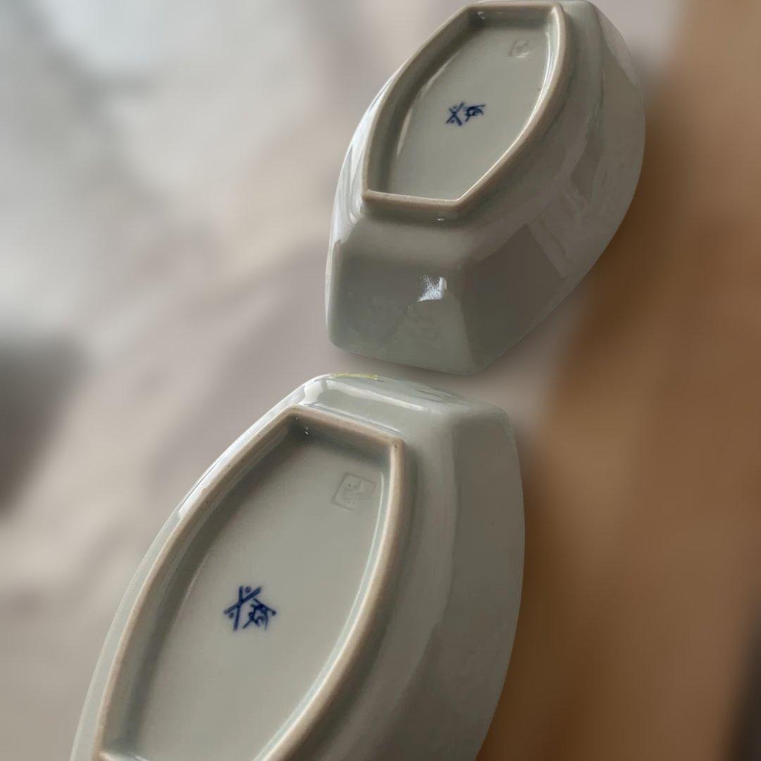 蟹の絵柄の白磁角皿5枚セット