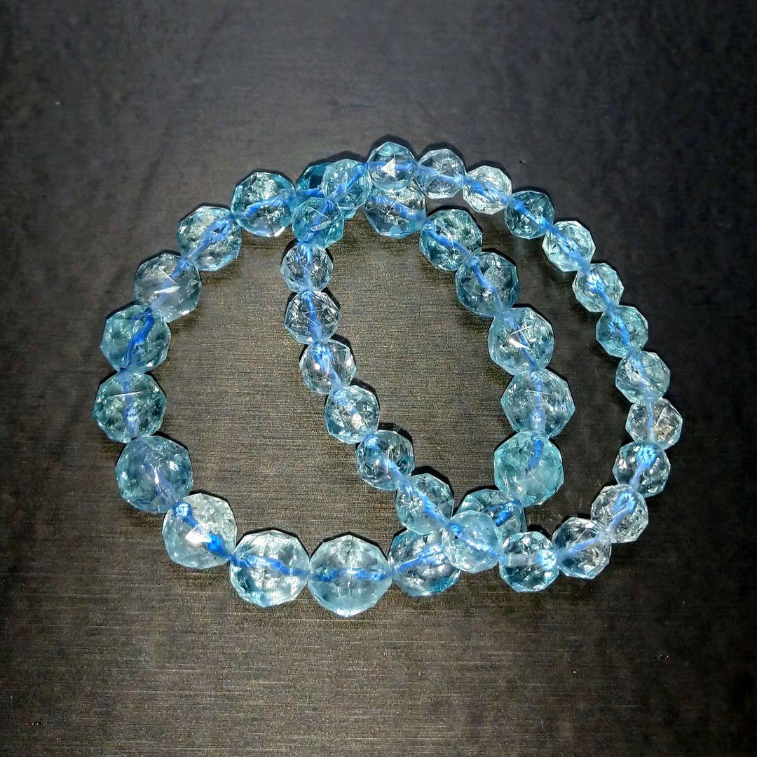 【極上,希少】天然ブルートパーズ　ダイヤカット　ブレスレット　美品　珍品