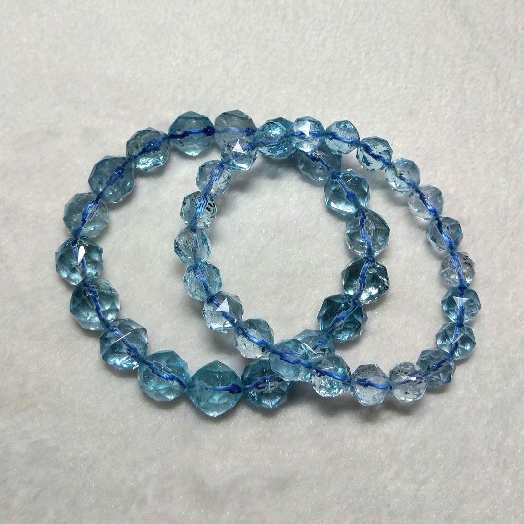 【極上,希少】天然ブルートパーズ　ダイヤカット　ブレスレット　美品　珍品