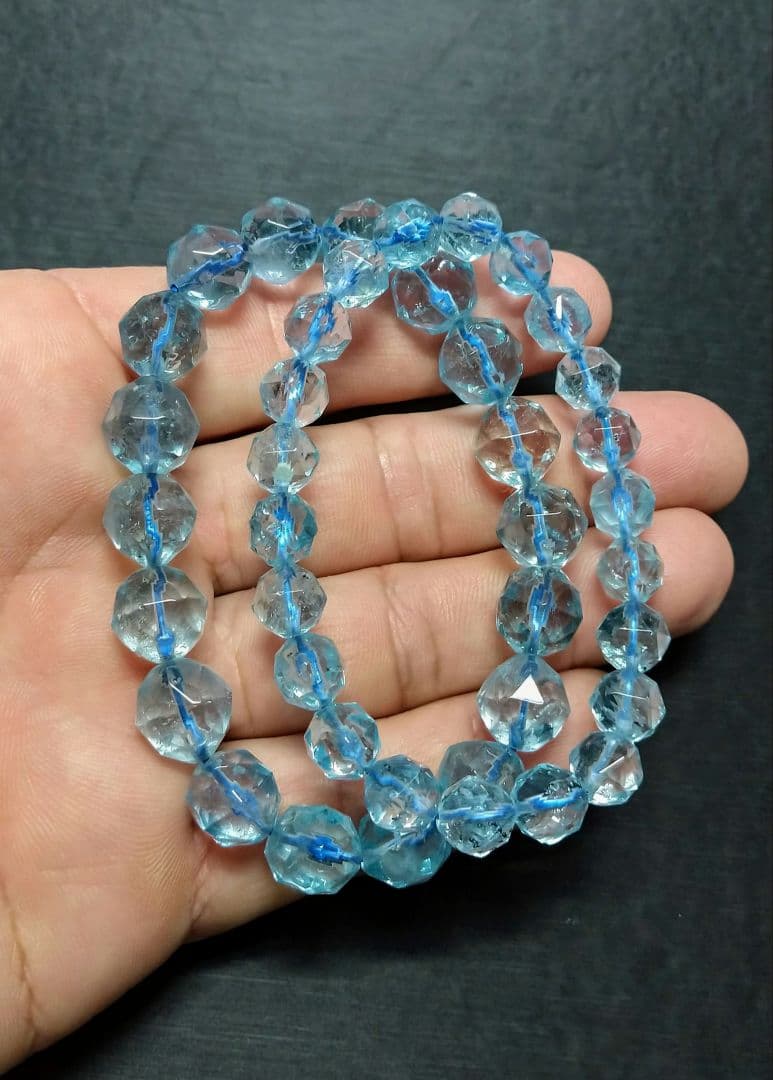 【極上,希少】天然ブルートパーズ　ダイヤカット　ブレスレット　美品　珍品