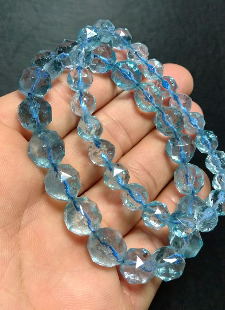 【極上,希少】天然ブルートパーズ　ダイヤカット　ブレスレット　美品　珍品