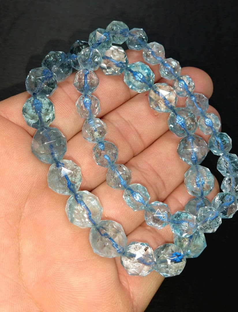 【極上,希少】天然ブルートパーズ　ダイヤカット　ブレスレット　美品　珍品