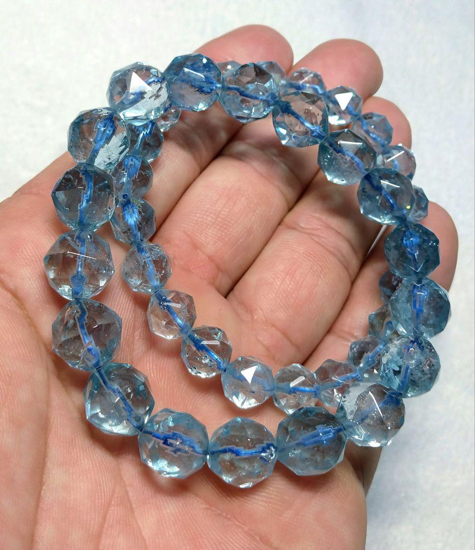 【極上,希少】天然ブルートパーズ　ダイヤカット　ブレスレット　美品　珍品