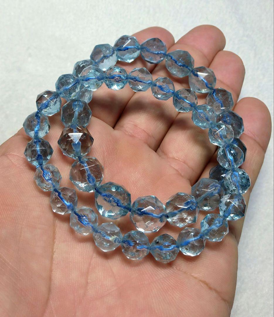 【極上,希少】天然ブルートパーズ　ダイヤカット　ブレスレット　美品　珍品