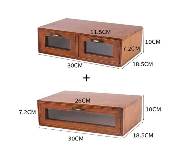 収納ボックス引き出し付き木製深型スタッキングチェストE