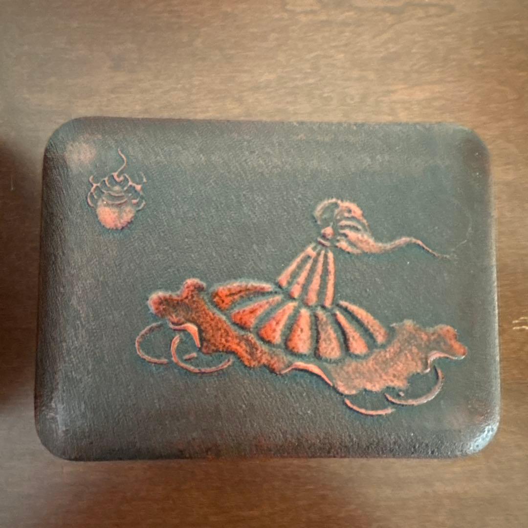 昭和レトロ 漆器 三段重 重箱 角重 民芸文様 蓋なしあり　宝箱　シール入れ