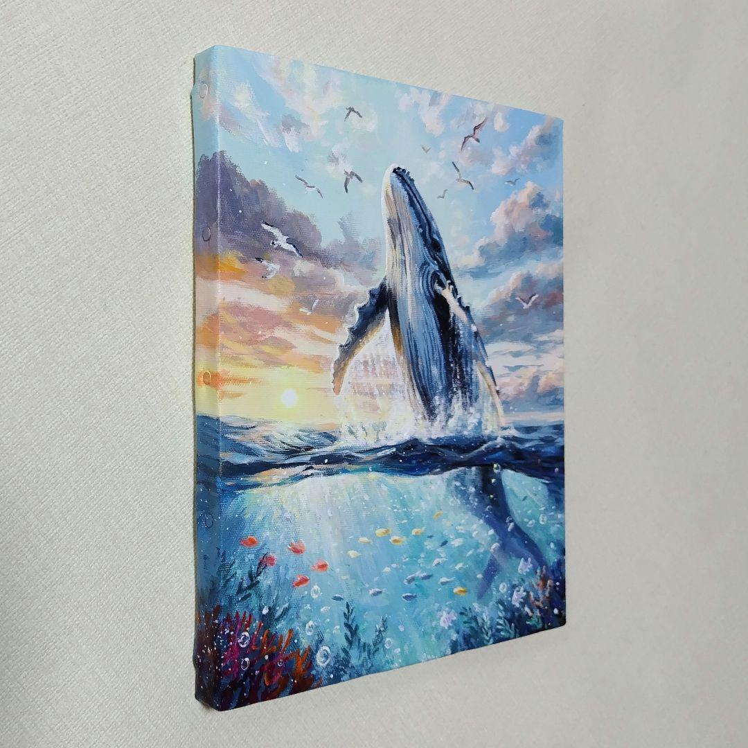 琥*ん様 【クジラの世界】アクリル画 F3 風景画 絵画