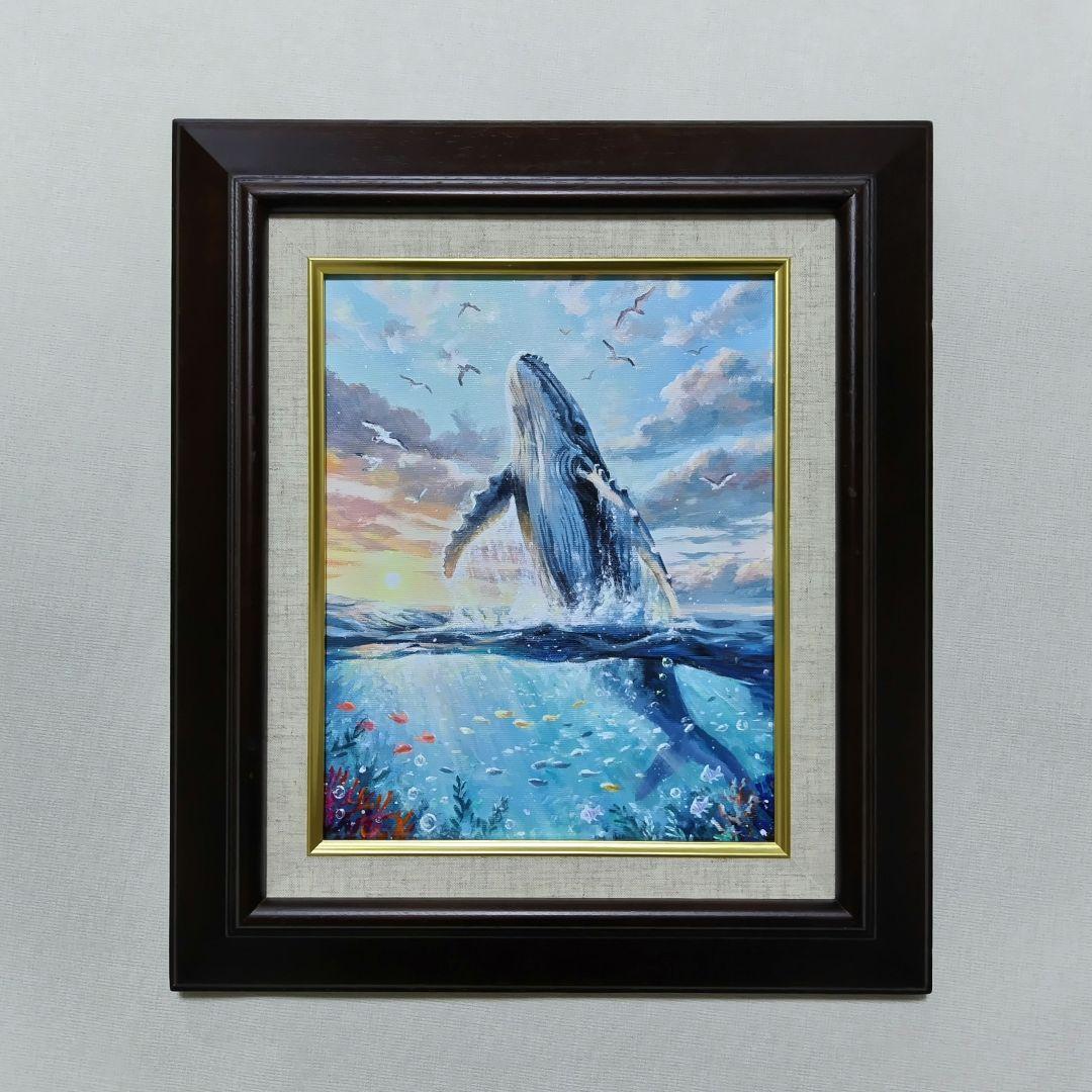 琥*ん様 【クジラの世界】アクリル画 F3 風景画 絵画