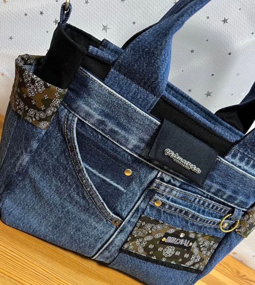 デニムリメイクバッグ（L）No.994☆ハンドバッグ　マザーズバッグ