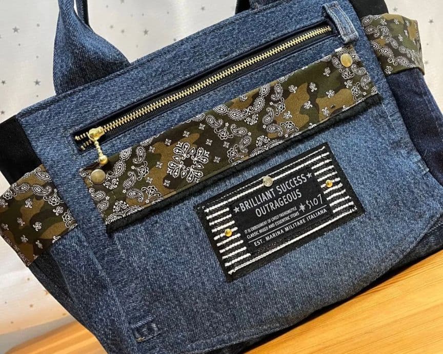 デニムリメイクバッグ（L）No.994☆ハンドバッグ　マザーズバッグ