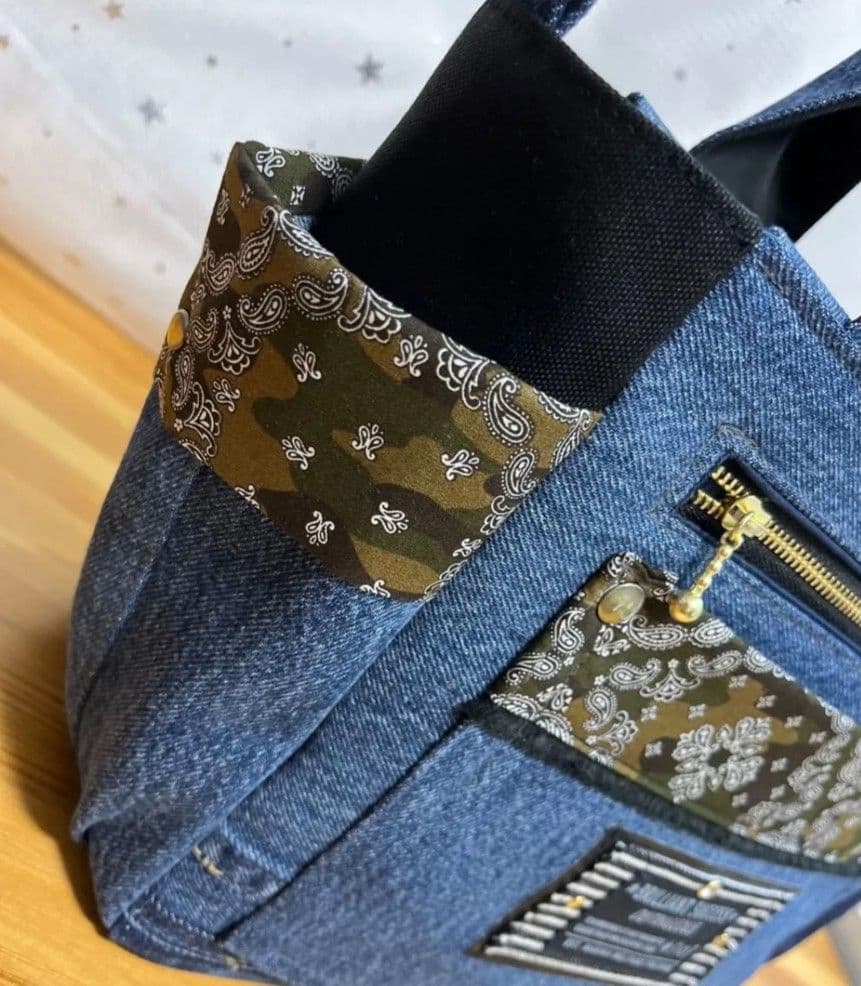 デニムリメイクバッグ（L）No.994☆ハンドバッグ　マザーズバッグ