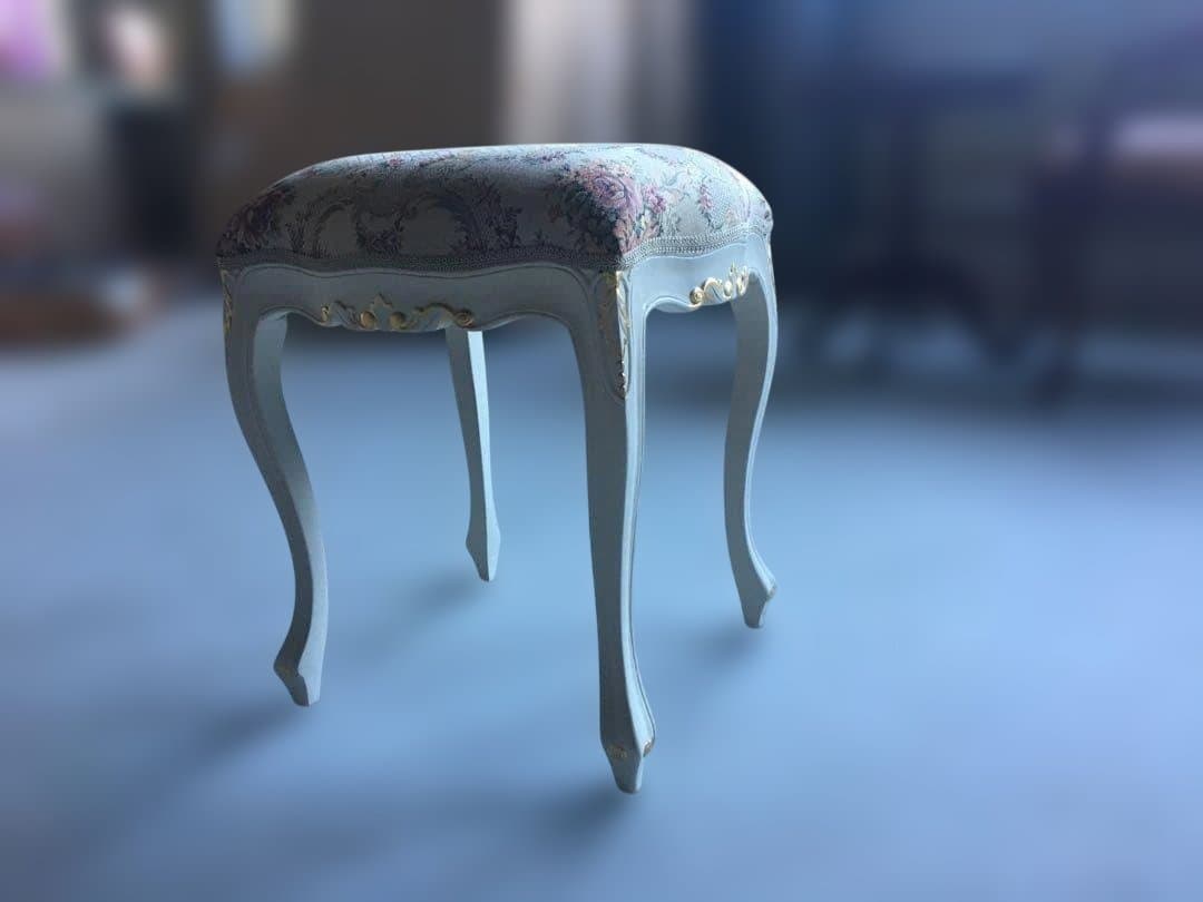 新品　猫脚スツール 2脚セット　薔薇柄　ロココ調　アンティーク調 金箔張り