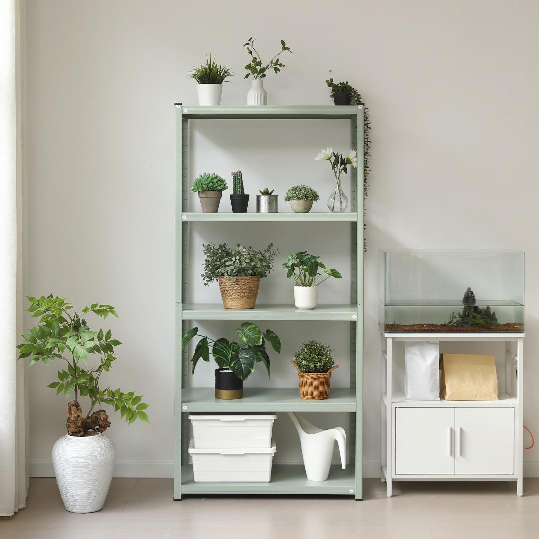 グリーン スチールラック オープンラック 可動棚 分割可能 大容量 収納ラック