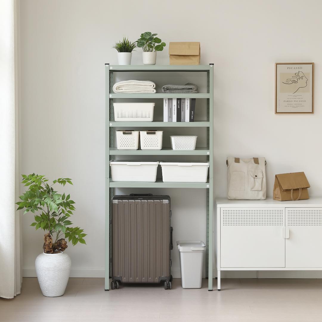 グリーン スチールラック オープンラック 可動棚 分割可能 大容量 収納ラック