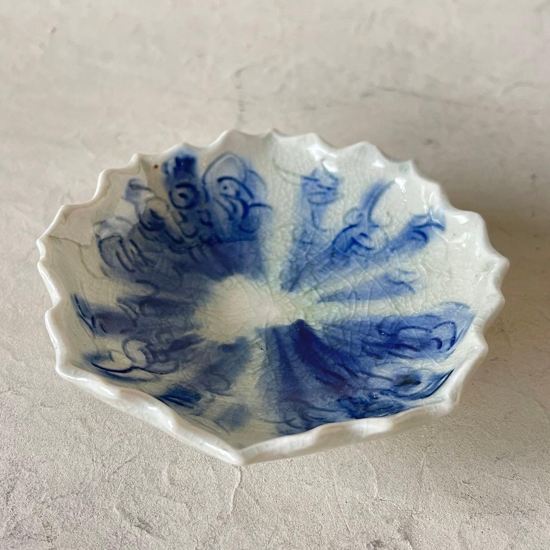 【新品未使用】イムサエム 染付 輪花小皿　入手困難