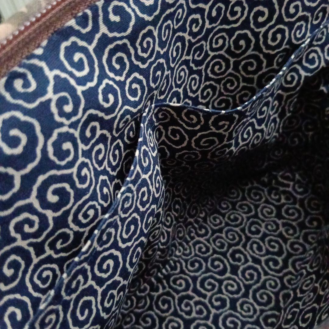 古布型染×酒袋　バッグ　ハンドメイド　時代物