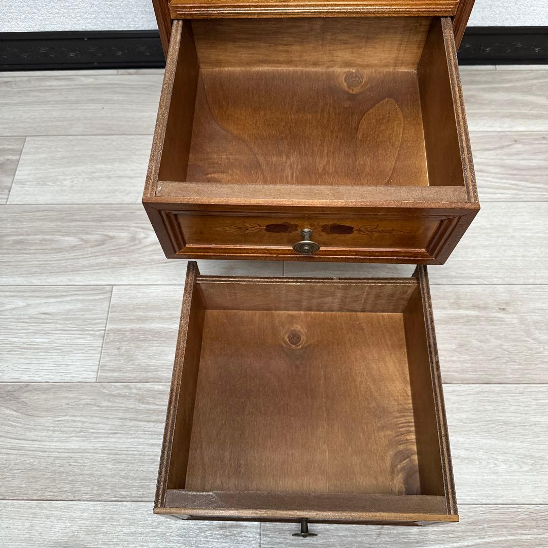 イタリア 象嵌 3段 チェスト 伸長天板 リビング収納 i4-1※