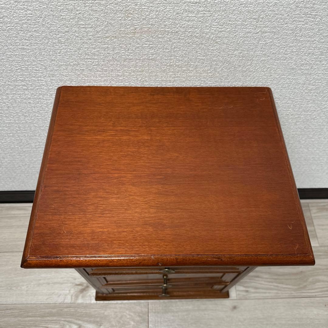 イタリア 象嵌 3段 チェスト 伸長天板 リビング収納 i4-1※