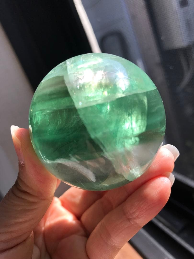 ☘️レア❤︎虹入り❤︎フローライト丸玉 スフィア　蛍石天然石　パワーストーン