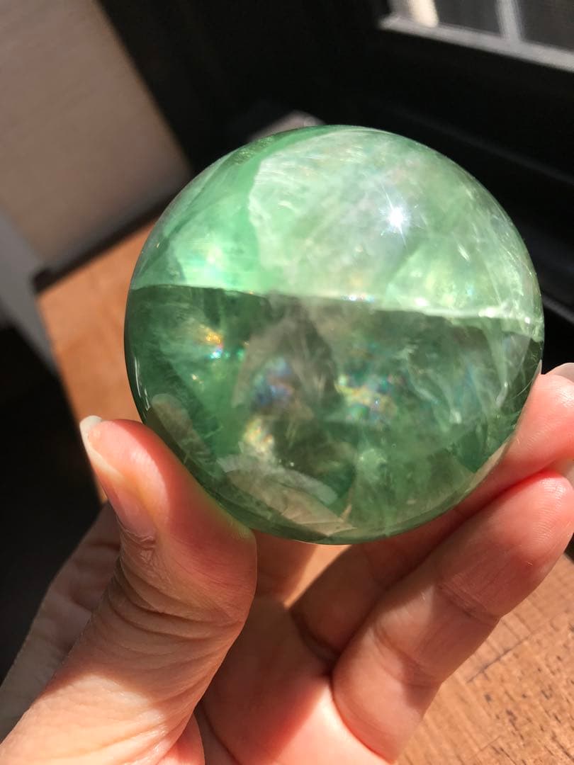 ☘️レア❤︎虹入り❤︎フローライト丸玉 スフィア　蛍石天然石　パワーストーン