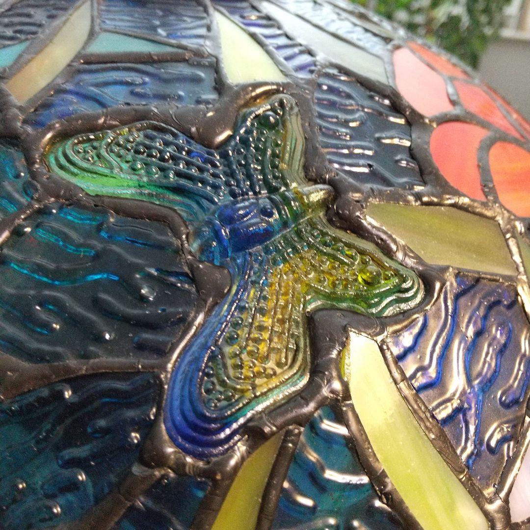 ステンドグラスランプ 花蝶図の模様 (一部樹脂製) フロアスタンド 美品