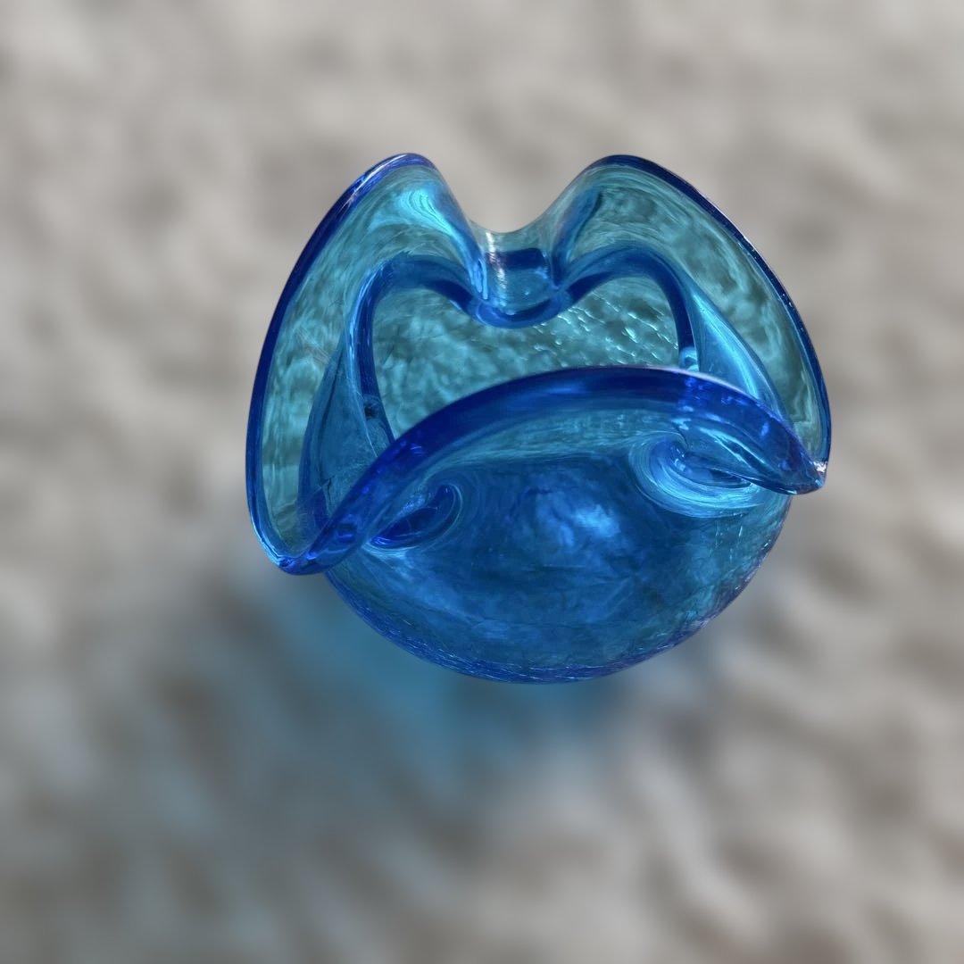 琉球ガラス 青いガラス製グラス7個と花瓶セット