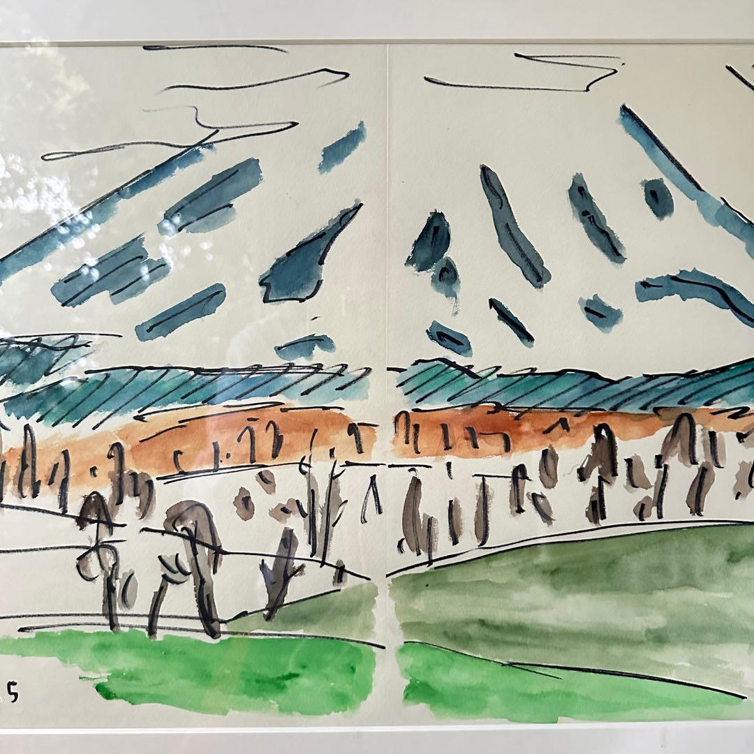 2238様感謝‼️真作カムイ坂本直行「羊蹄山神威岳」水彩画　日付署名証明書