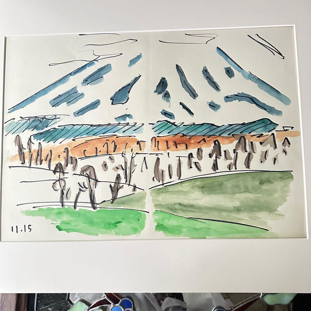 2238様感謝‼️真作カムイ坂本直行「羊蹄山神威岳」水彩画　日付署名証明書