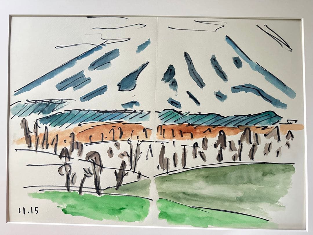 2238様感謝‼️真作カムイ坂本直行「羊蹄山神威岳」水彩画　日付署名証明書