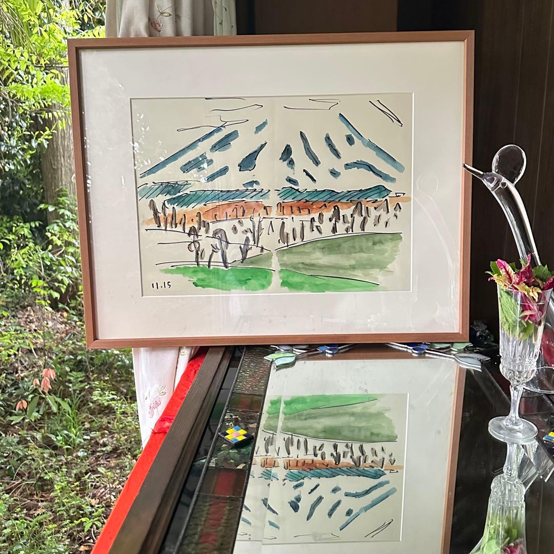 2238様感謝‼️真作カムイ坂本直行「羊蹄山神威岳」水彩画　日付署名証明書