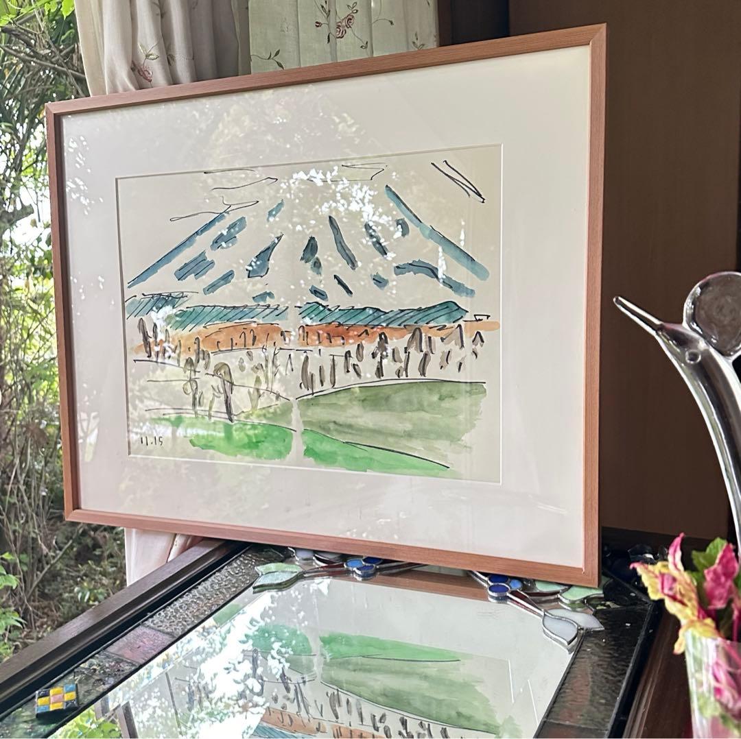 2238様感謝‼️真作カムイ坂本直行「羊蹄山神威岳」水彩画　日付署名証明書