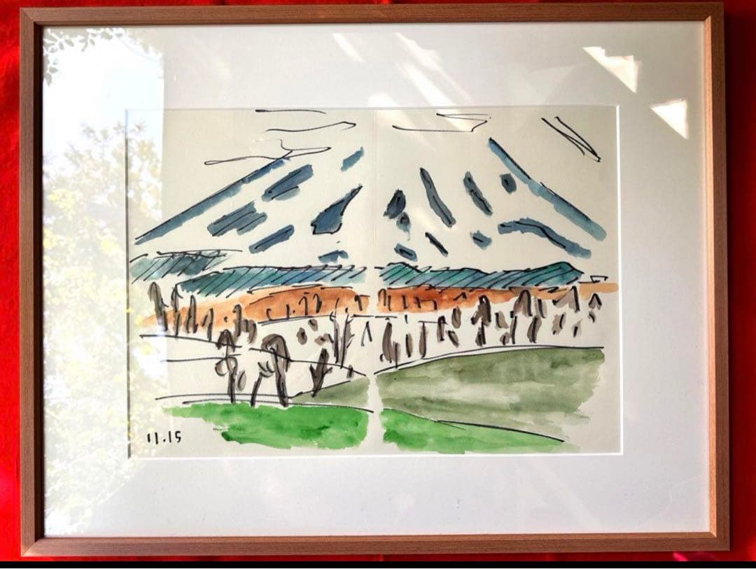 2238様感謝‼️真作カムイ坂本直行「羊蹄山神威岳」水彩画　日付署名証明書