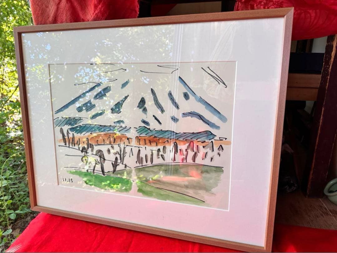 2238様感謝‼️真作カムイ坂本直行「羊蹄山神威岳」水彩画　日付署名証明書