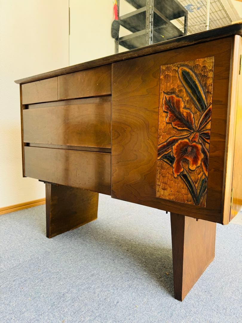 福岡発　鏡台 ドレッサー 小物入れ 木製 ビンテージ 昭和レトロ インテリア