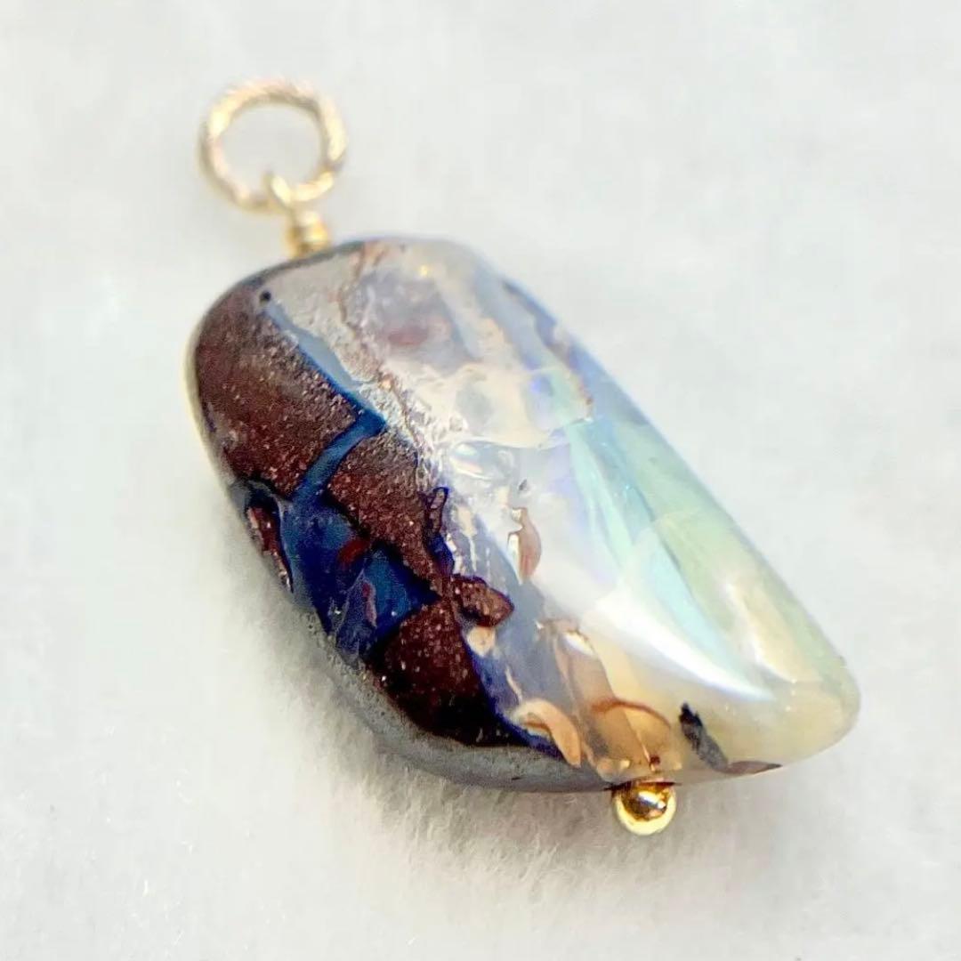 14kgf ボルダーオパール チャーム ネックレス ペンダント トップ