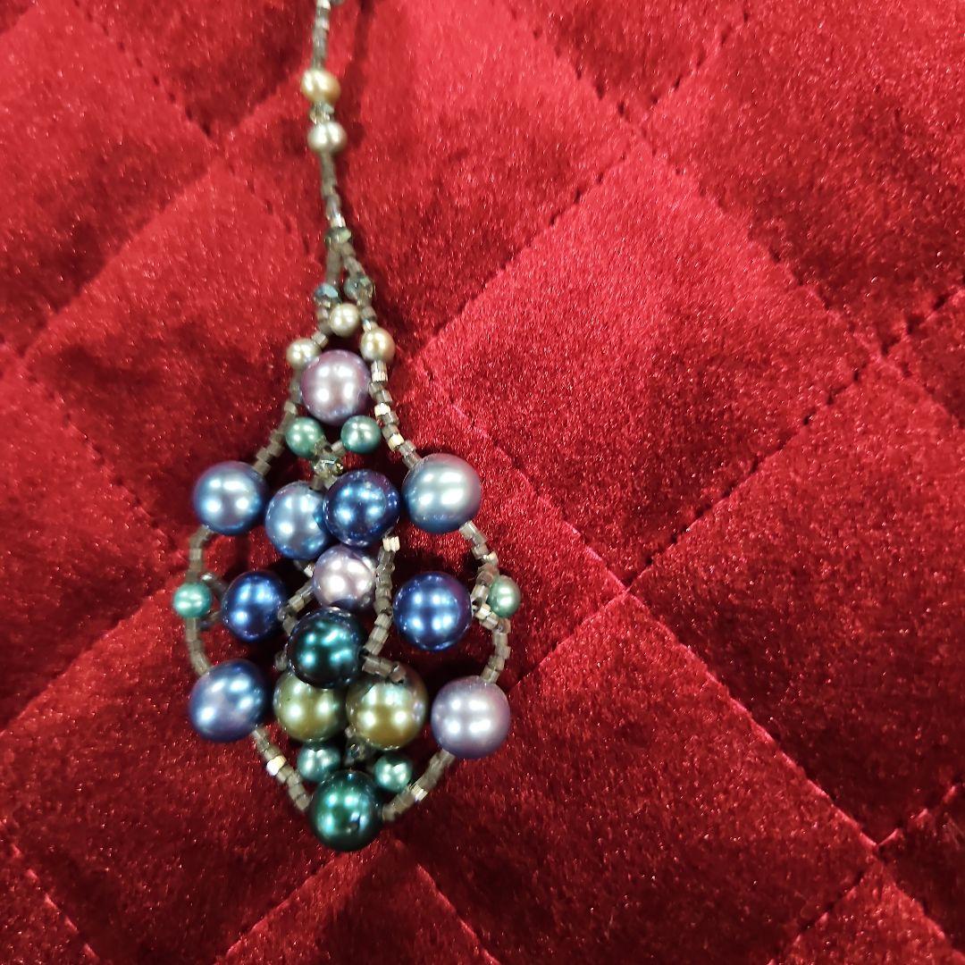 カラーパールリーフネックレス