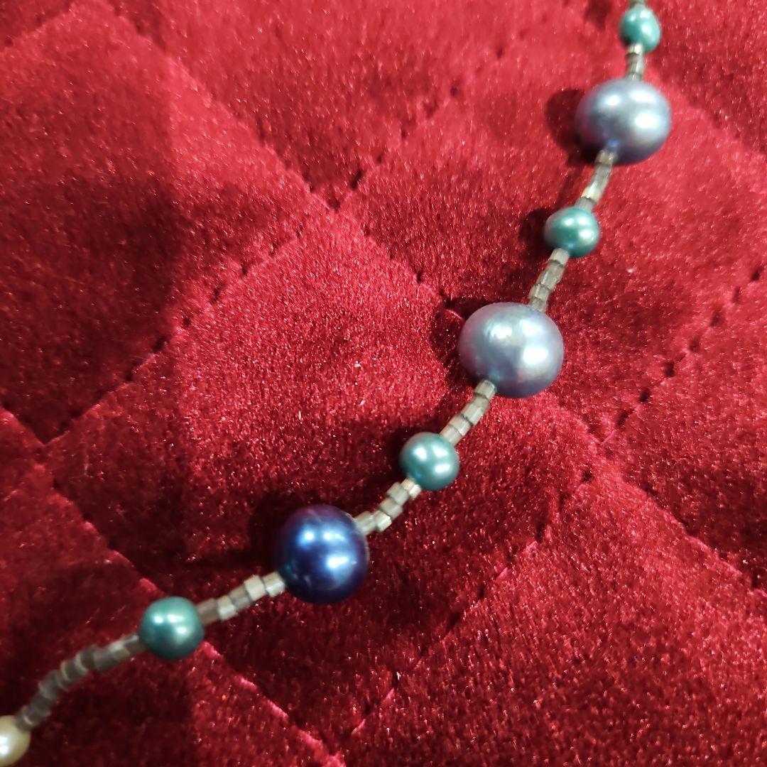 カラーパールリーフネックレス