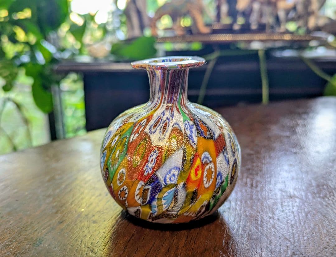 金彩！MURANO ムラーノ ミルフィオリ 花瓶 ベネチアン ガラス