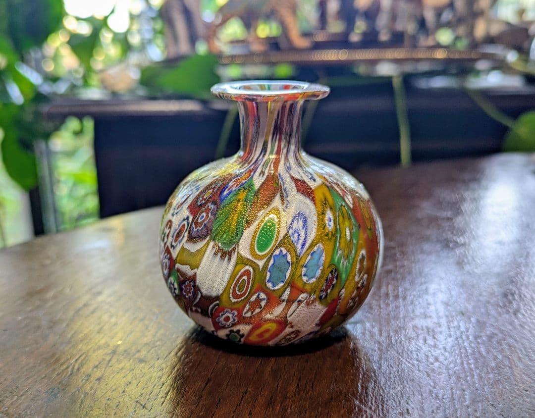金彩！MURANO ムラーノ ミルフィオリ 花瓶 ベネチアン ガラス