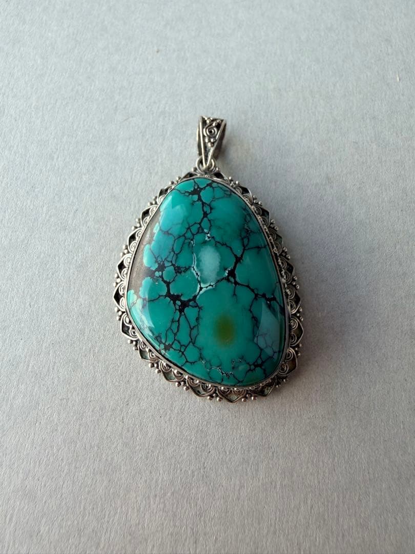 ペンダント　ヴィンテージ 天然トルコ石 アクセサリー　シルバー　ハンドメイド
