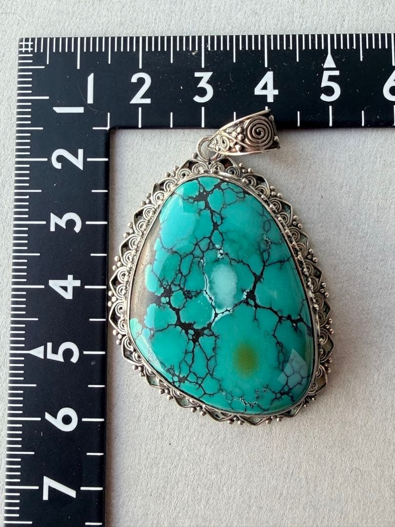 ペンダント　ヴィンテージ 天然トルコ石 アクセサリー　シルバー　ハンドメイド