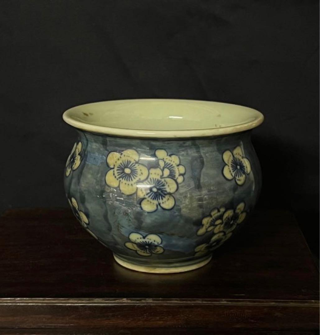 中国古美術•文房具•清時代染付水盂•在銘　：XG44-4