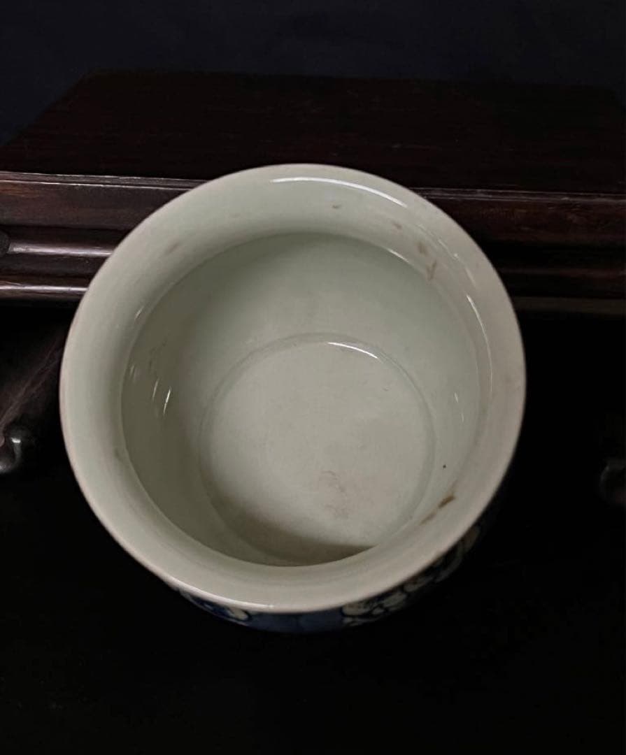 中国古美術•文房具•清時代染付水盂•在銘　：XG44-4