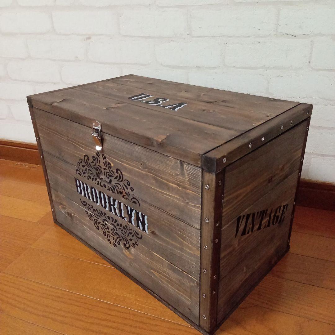 【ハンドメイド】男前コンテナスツール コンテナテーブル 収納箱