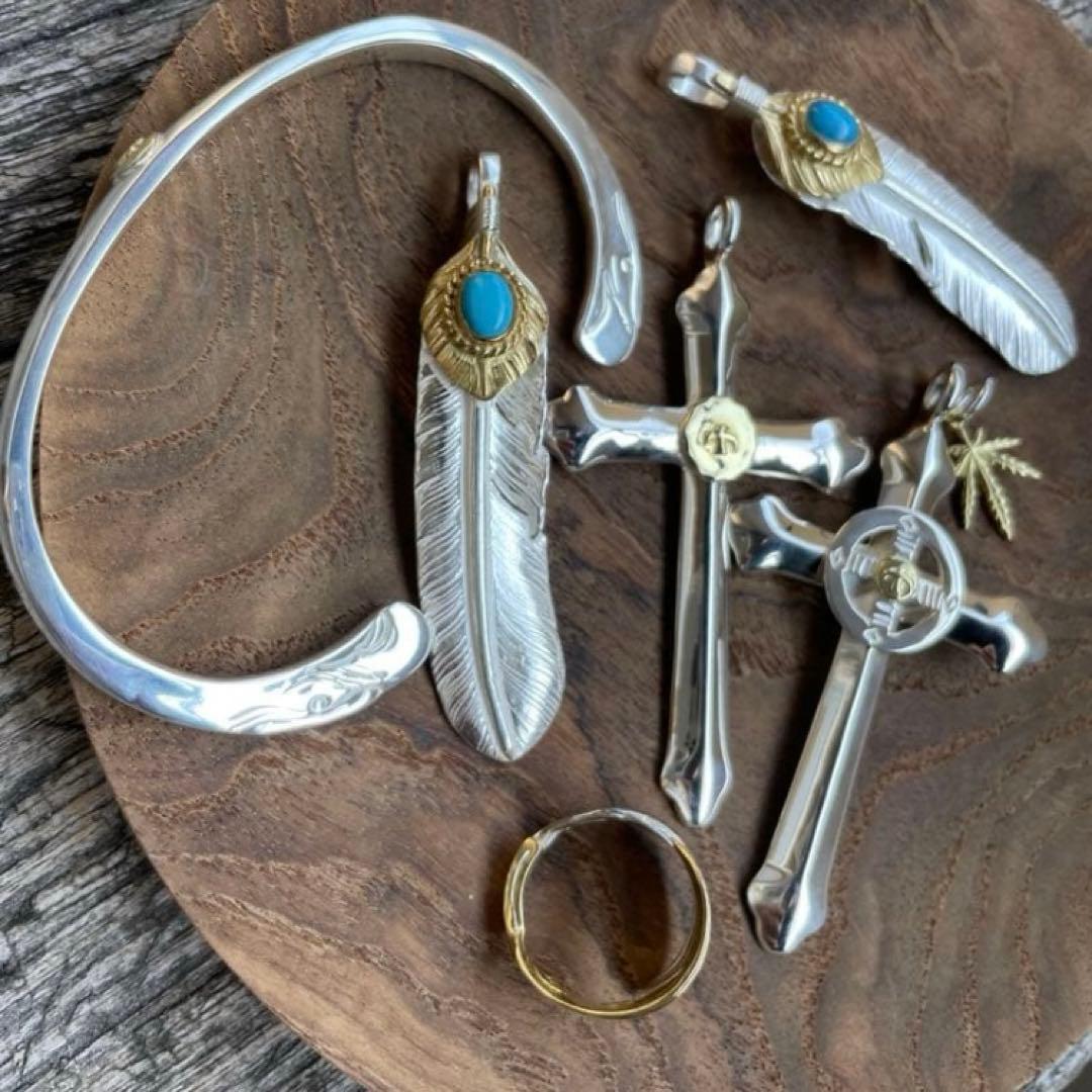 キムタク 全金ターコイズ フェザーセット ネックレス アクセサリーノーブランド