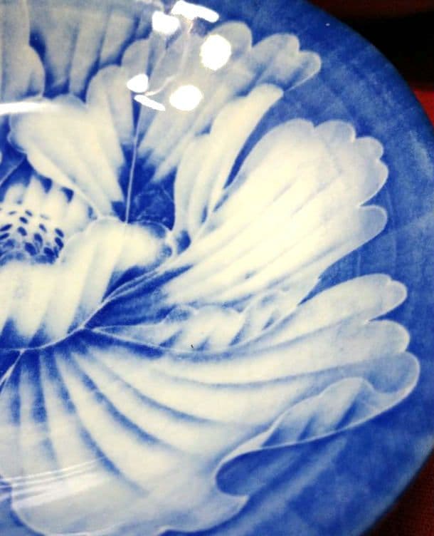 ♥コレクション品⬛６０年前ヴィンテージ⬛有田焼龍峰窯　染付大輪牡丹唐草輪花２皿