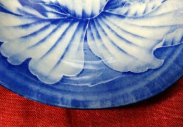 ♥コレクション品⬛６０年前ヴィンテージ⬛有田焼龍峰窯　染付大輪牡丹唐草輪花２皿