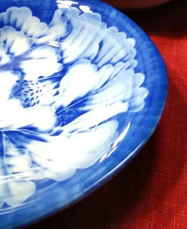 ♥コレクション品⬛６０年前ヴィンテージ⬛有田焼龍峰窯　染付大輪牡丹唐草輪花２皿