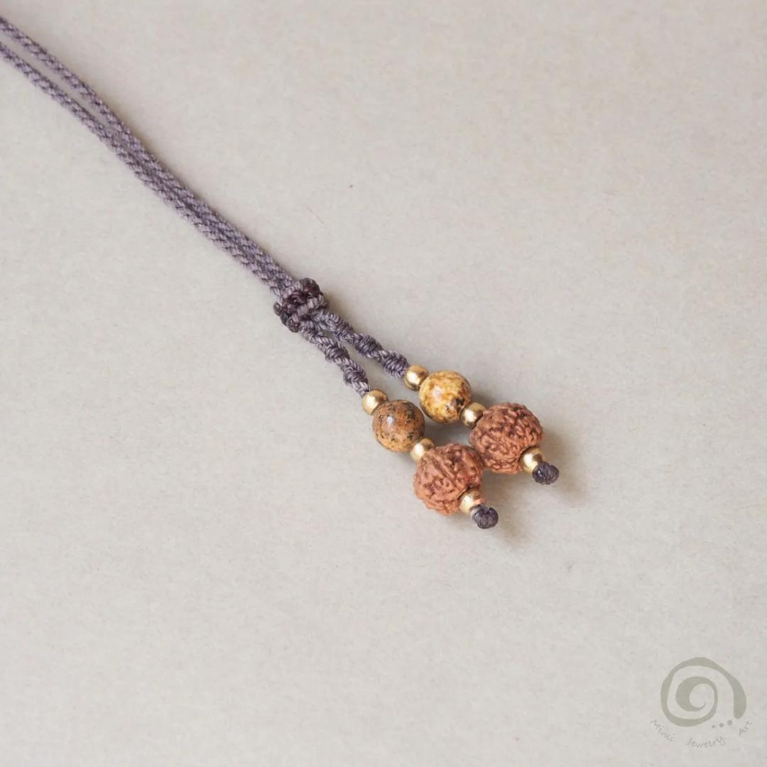 クレイジーレースアゲート マクラメ ネックレス ルドラクシャ